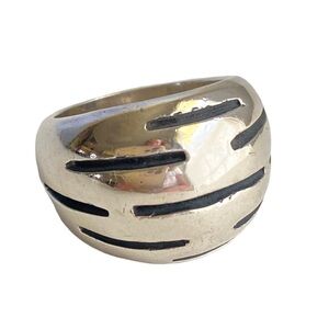 Vintage Taxco Ring Sterling Silver Dome Wide Band Heavy 925 Modernist 6 6.5